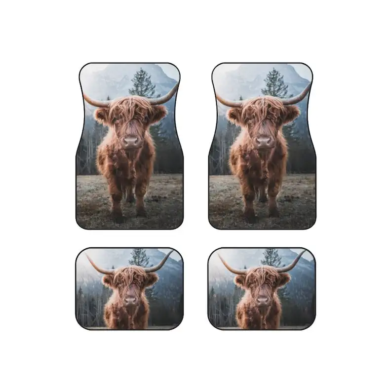 Horned Highland Cattle Car Mats, Highland cow car mats, cowboy chic car decor, Cool mats for car