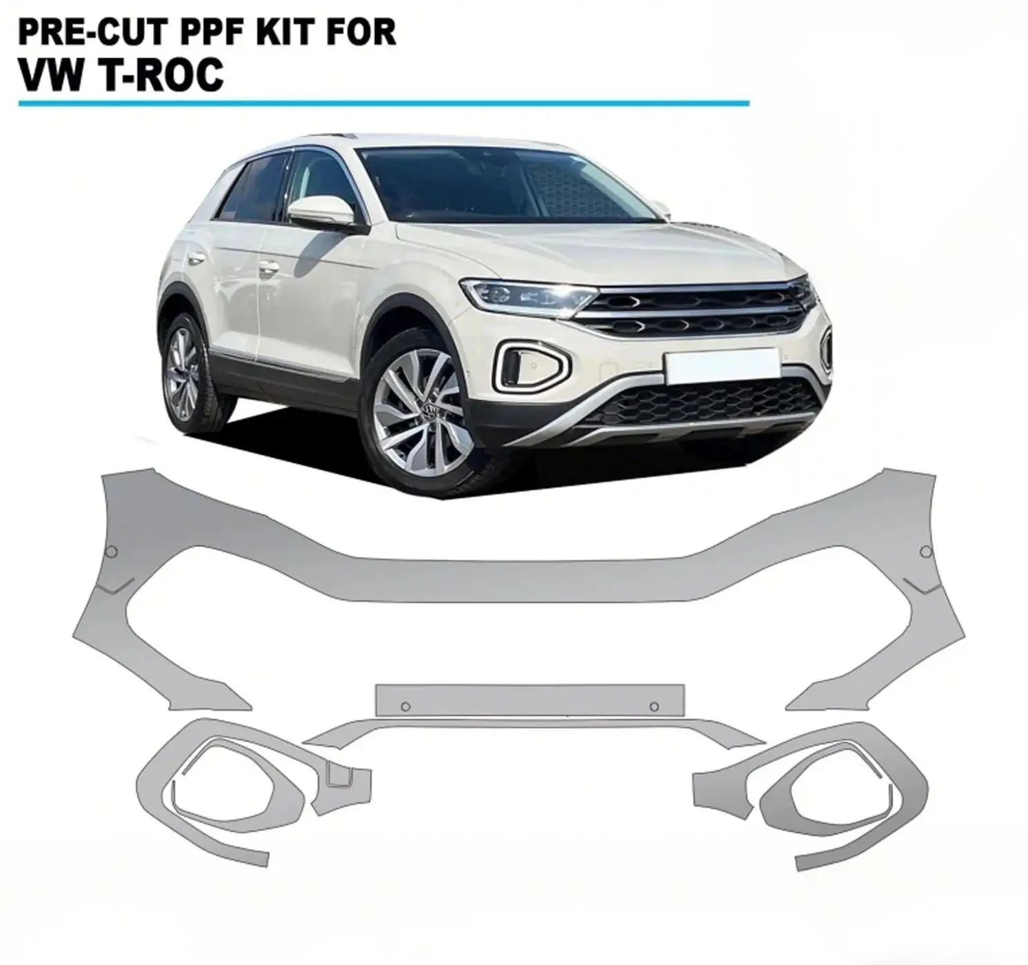 

Для VW Volkswagen T-Roc 2018-2022 предварительно вырезанная защитная пленка из ППФ ТПУ для краски, самовосстанавливающаяся прозрачная пленка для бюстгальтера, устойчивая к царапинам ﻿