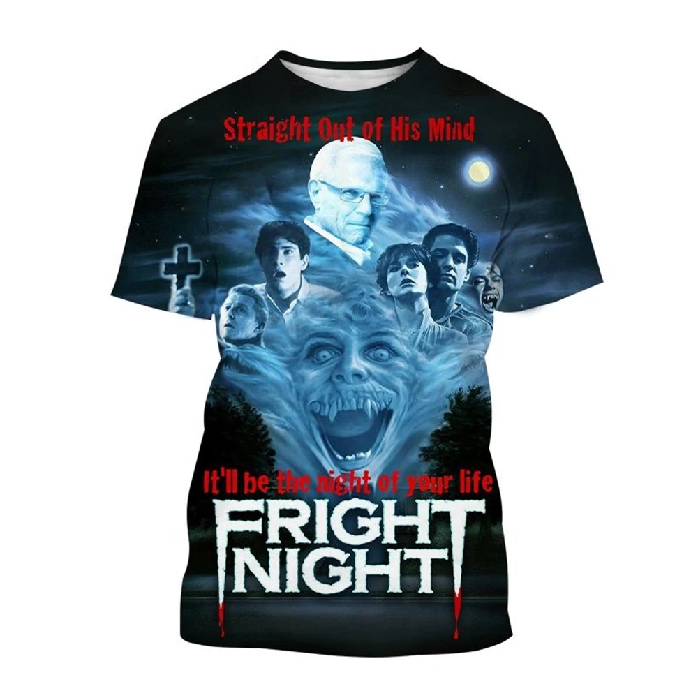 2024Hot selling new horror movie Fright Night 3D printed T-shirt vampire zombie ghost printed T-shirt for men and women fashiona