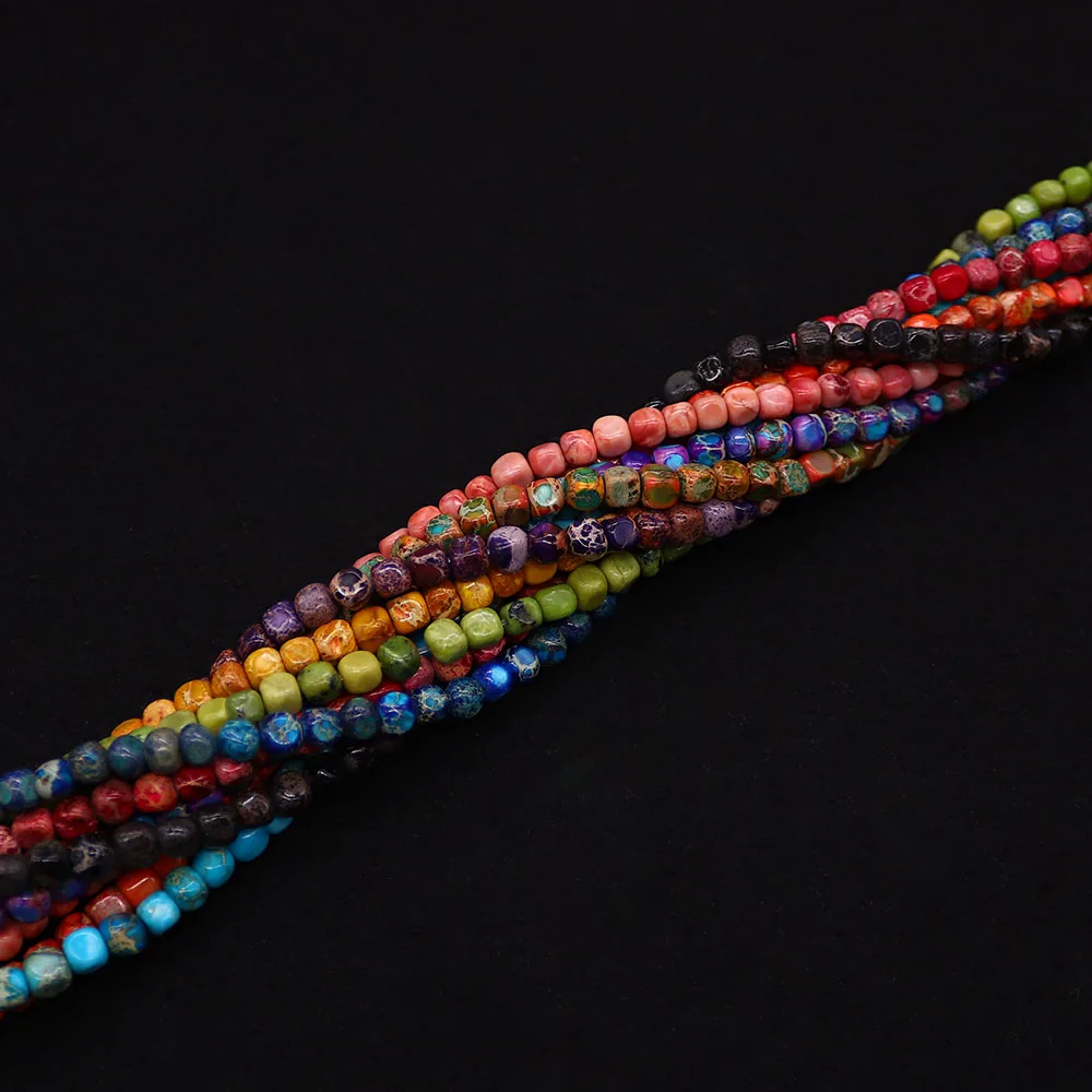 

5x5mm Rounded Cube-shaped Imperial Stone Loose Beads Synthetic Turquoise Straight Hole Retro Necklace Bracelet Handmade Material