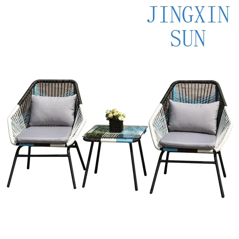 Outdoor rattan chair three piece set, outdoor rattan woven tables and chairs, balcony leisure chairs small tea table combination