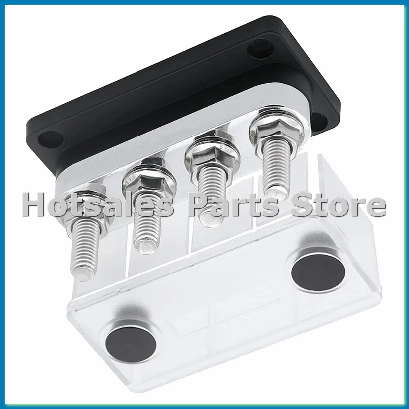 

Шина 600А, 4 контакта (3/8 дюйма), клеммная колодка из медной шины M10, сильноточная клеммная колодка, морской DC 12 В, 24 В, 48 В с крышкой (черный)-ABFT