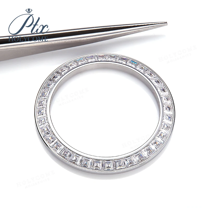 Wholesale 40mm Silver Diamond Moissanite Watch Bezel White Moissanite Watch Accessories For Jewelry Making