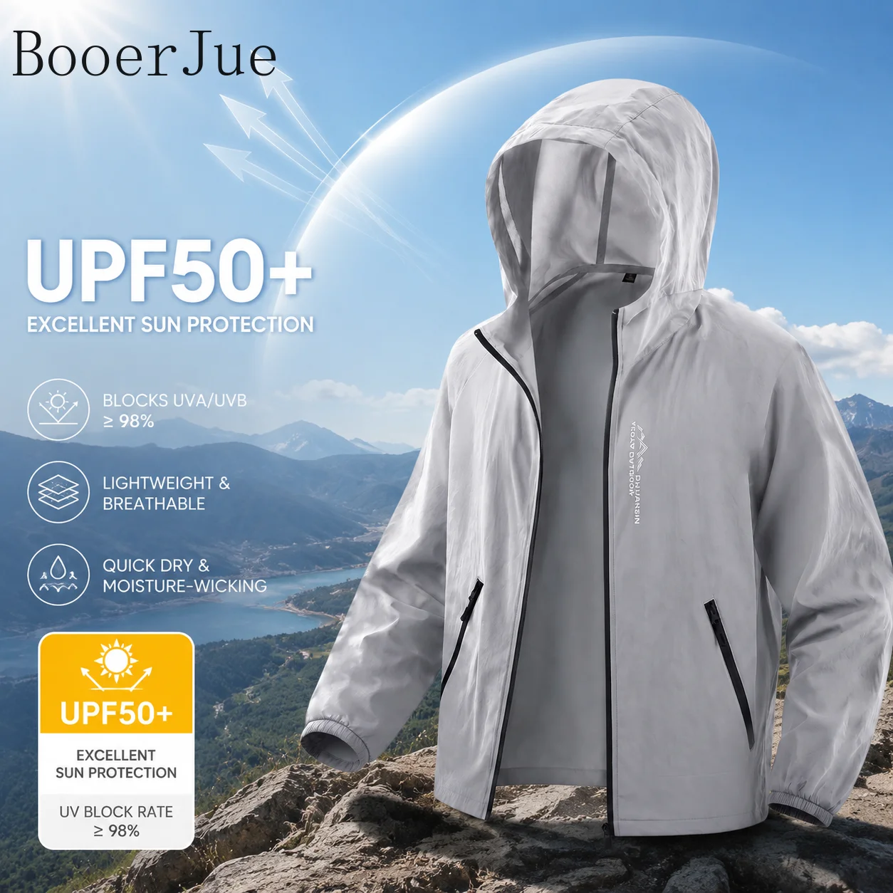 2026 Lightweight Men UV Protection Jackets UPF80+ Sun Blocking Windbreaker Outdoor Hiking Fishing Summer Breathable Skin Coats