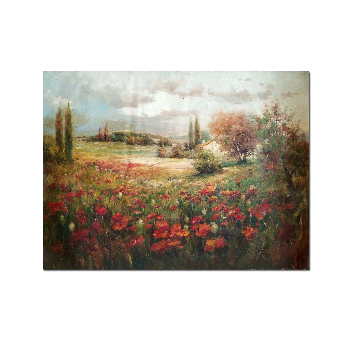 

Handpainted Classical Poppies Flowers Landscape IMPRESSIONISM Oil Painting Reproduction on Canvas Wall Art Home Decor