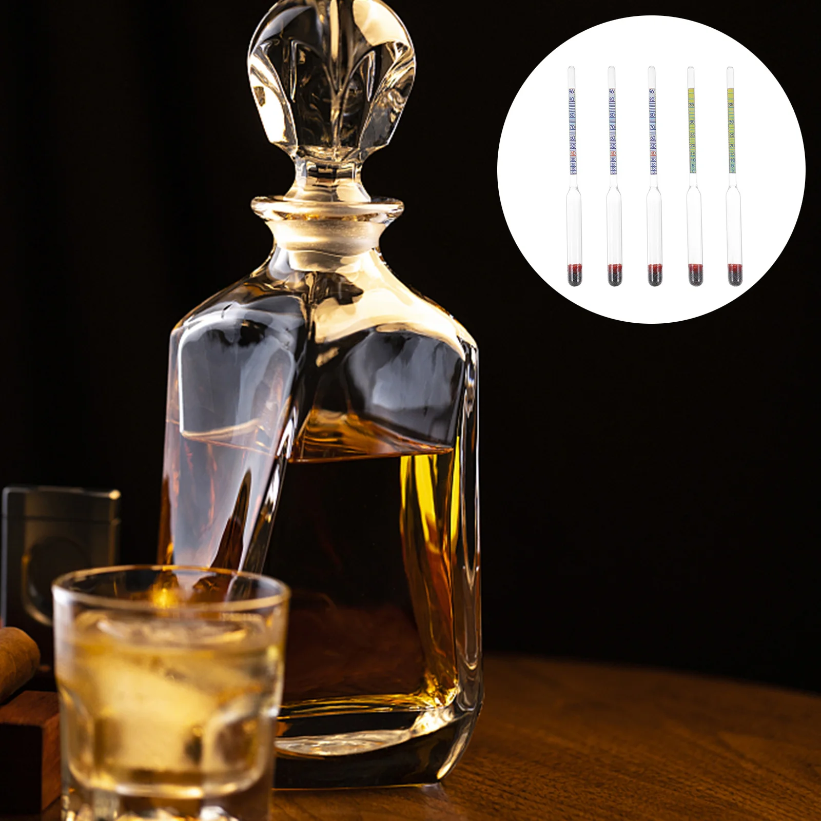 

5Pcs Hydrometer for Wine Making Alcohol Percentage Tester with Thermometer Function Triple Scale Alcohol Measuring Tool for Home