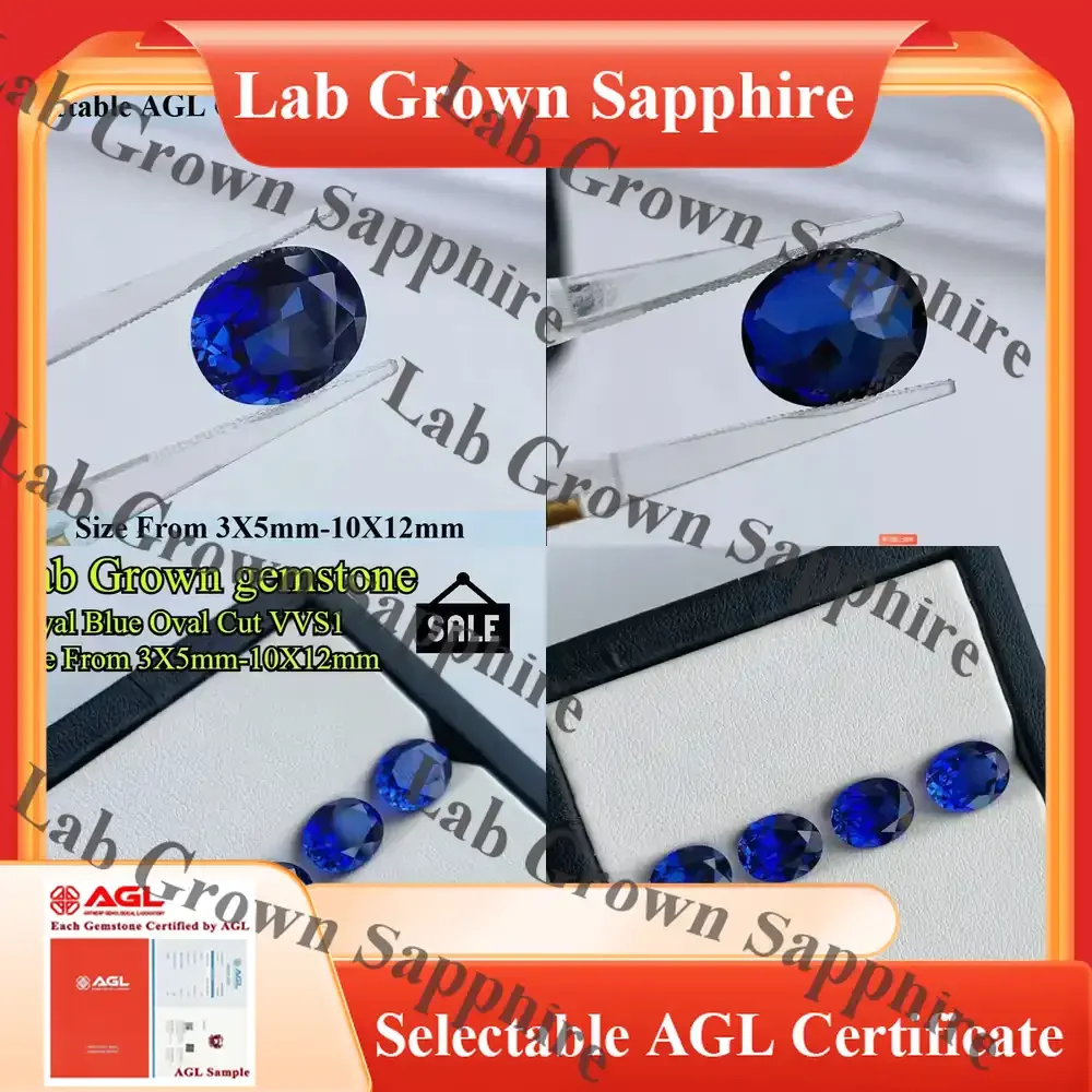 

Lab Grown Sapphire for Jewelry Making Oval Cut Royal Blue Synthetic Sapphire for DIY Craft Lab Created Sapphire Gemstone for