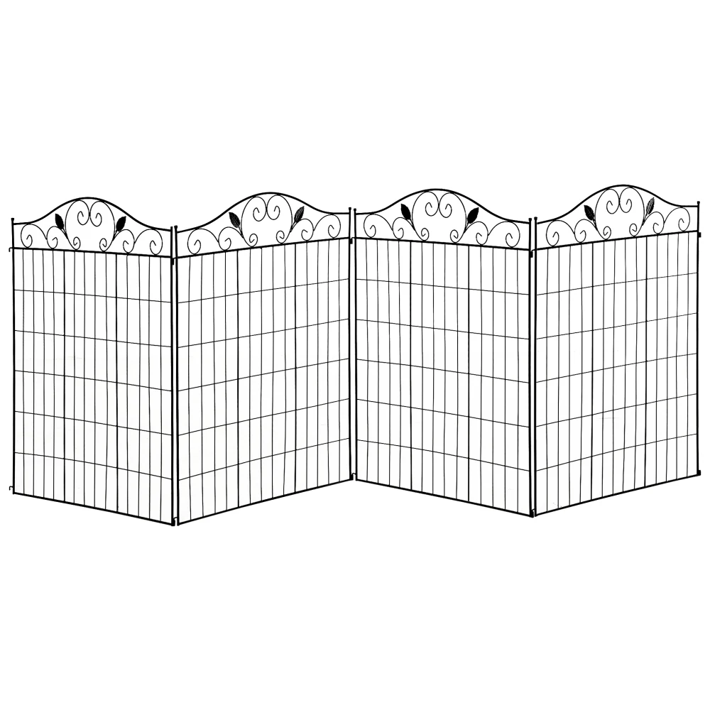 Ye Outsunny 4-Pack 44 x 36-Inch Garden Decorative Fence Panel, 12-Foot Linear Length, Steel Border Folding Fence for Landscaping view 2