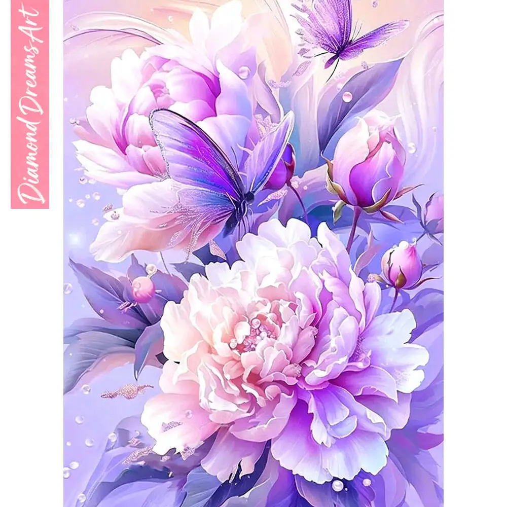 DIY Diamond Painting Peony Butterfly Diamond Embroidery Flower Animal Complete Kit Decorative Paintings,frameless