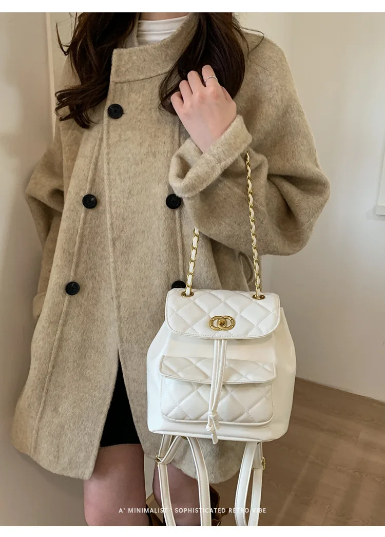 

‌ Стеганый рюкзак с цепочкой на ремешке 2025 года, шикарная женская сумка-ведро, модный повседневный рюкзак для путешествий и работы