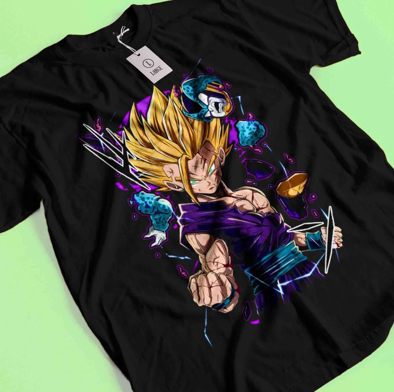 2026 Bandai Sommer Dragon Ball Anime Super Saiyan 2 Gohan Bedrucktes, lockeres, kurzärmeliges Kinder-T-Shirt aus reiner Baumwolle, Unisex
