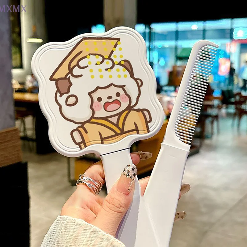 

Cartoon Sheep Mirror&comb Cute Cartoon Hair Comb Hair Styling With Mirror Anime Portable Travel Small Comb Tools Girls Gift