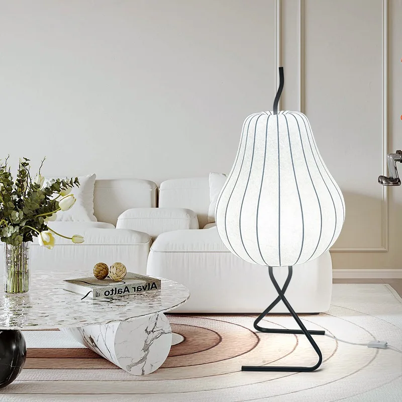 Wabi Sabi Style Silk Pear Shaped Floor Lamp for Home Bedroom Living Room Sofa Silk Floor Lamp Indoor Lighting LED Floor Lamp