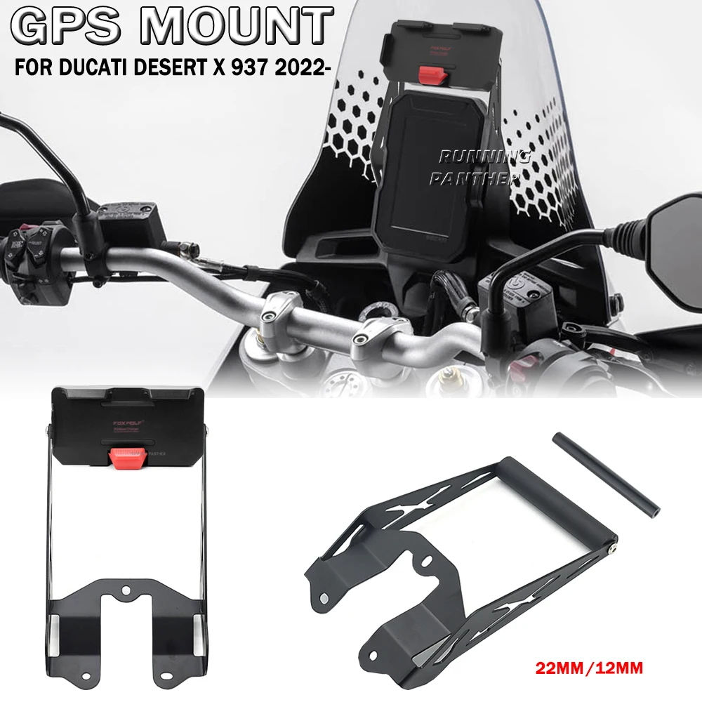 

For Ducati Desert X DesertX 937 2022 2023 Motorcycle USB Wireless Charger GPS Phone Holder 12MM 22MM Navigation Bracket Mount