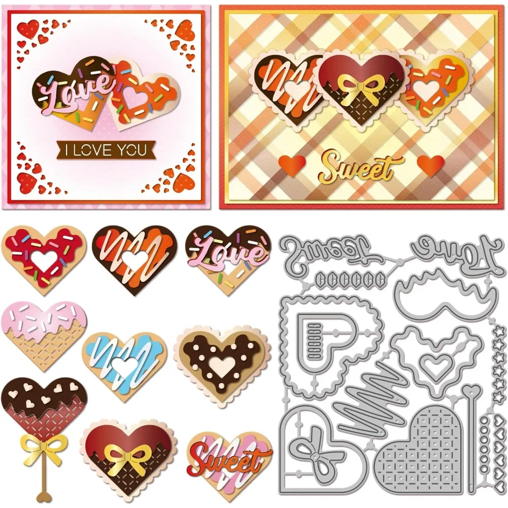 Herz-Donut-Stanzformen, Metall-Stanzschablonen für Kekse, Valentinstag-Stanz- und Prägeschablonen