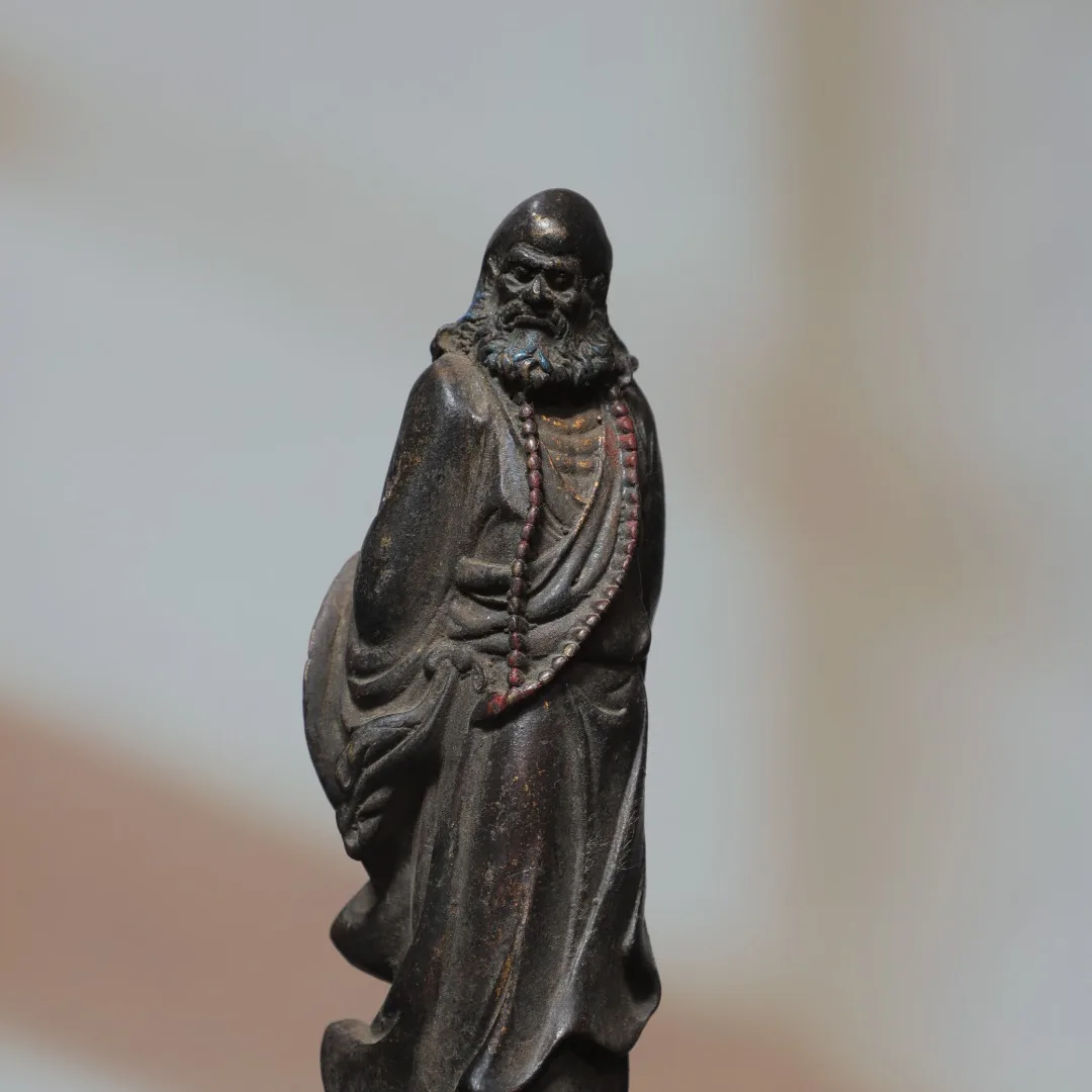 Old Bronze Gilded Cinnabar Crossing the River Damo Bodhidharma Standing Buddha Buddha Terrace Worship Hall Town house Exorcism