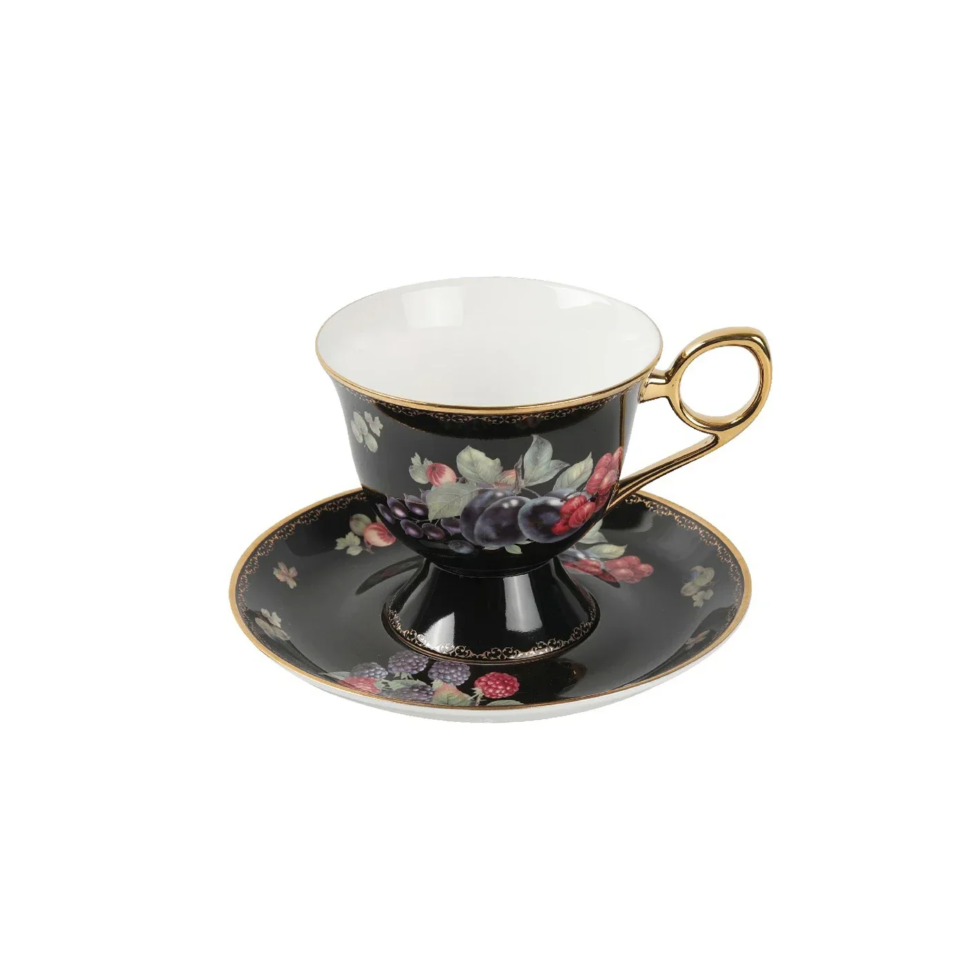 Isabella European Retro Style High-Legged Bone China Gold-Plated Coffee Cup Light Luxury Coffee Cups Set Light Cup tea