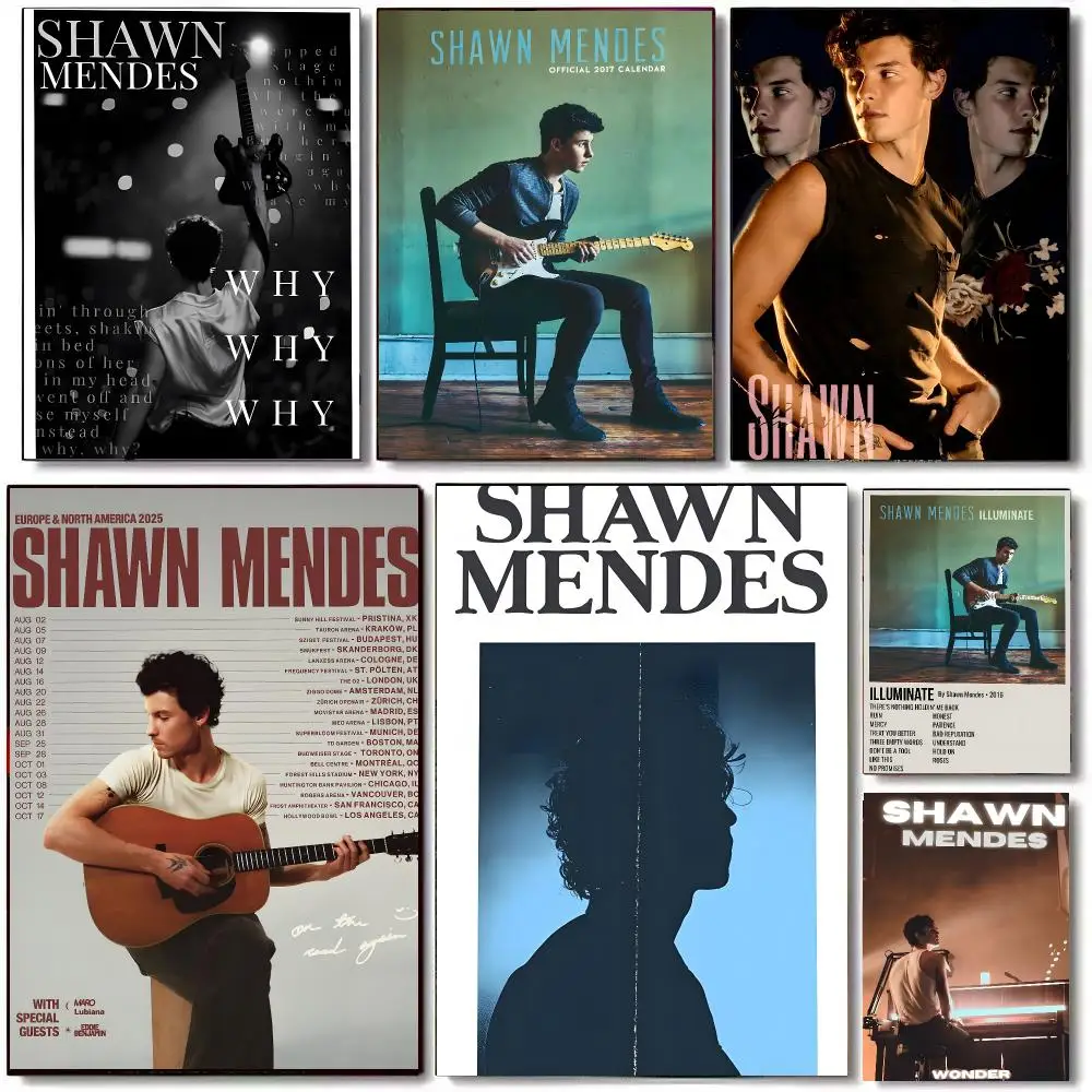 S-Shawn Mendes Singer Poster High Quality Bedroom Living Room Aesthetic Wall Decoration Painting Stickers Gift
