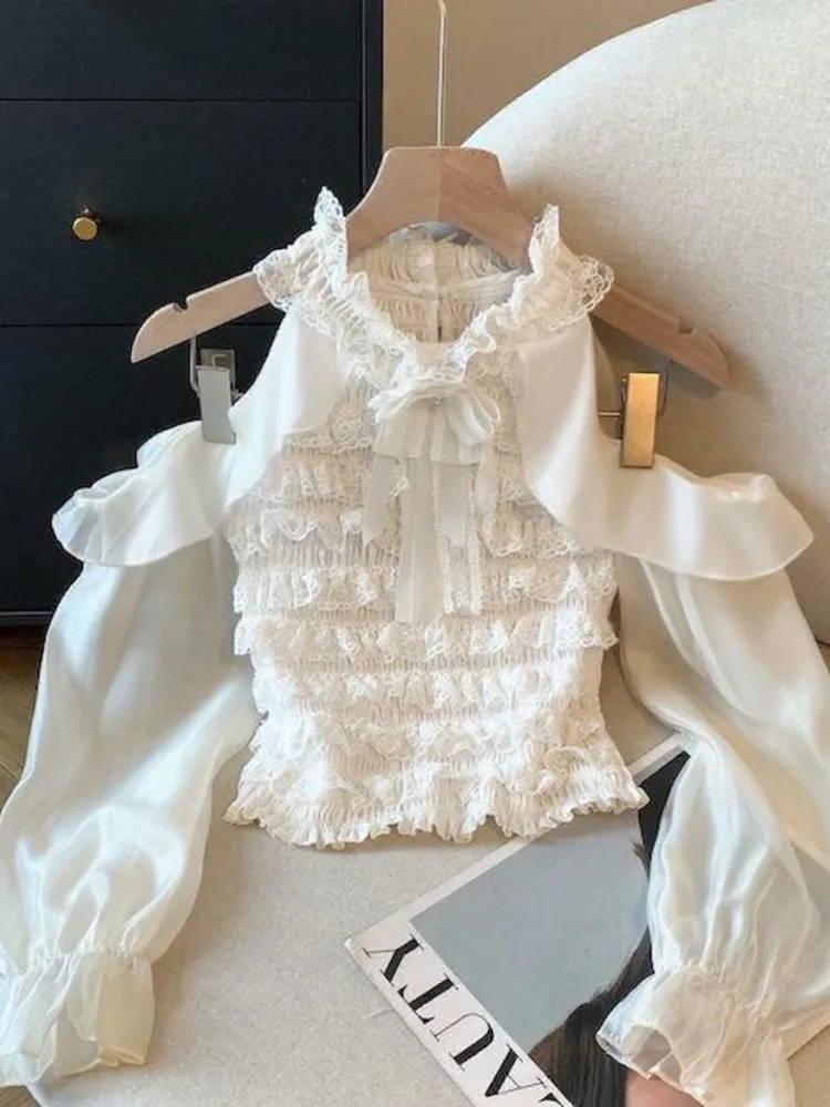 بلوزة Ele Knot Long Sve بقصة ضيقة للنساء لخريف 2025 بتصميم أصلي من ألياف البوليستر ملابس غير رسمية