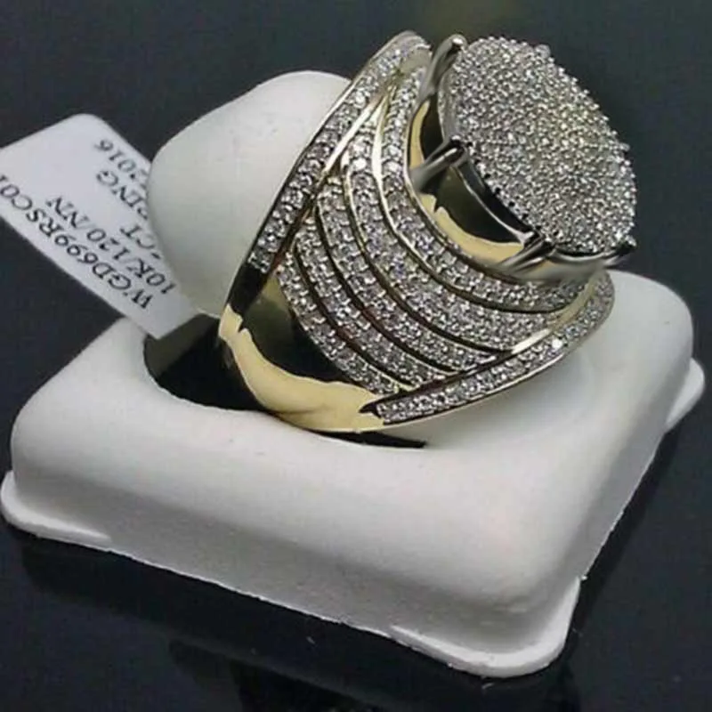 Hip Hop Gold-Plated Ring For Men And Women Diamonds Oversized Overbearing Alloy Finger Rings Male And Female Party Jewelry