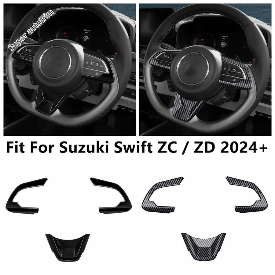 

Car Steering Wheel Frame Decoration Cover Trim For Suzuki Swift ZC / ZD 2024 2025 ABS Black / Carbon Fiber Interior Accessories