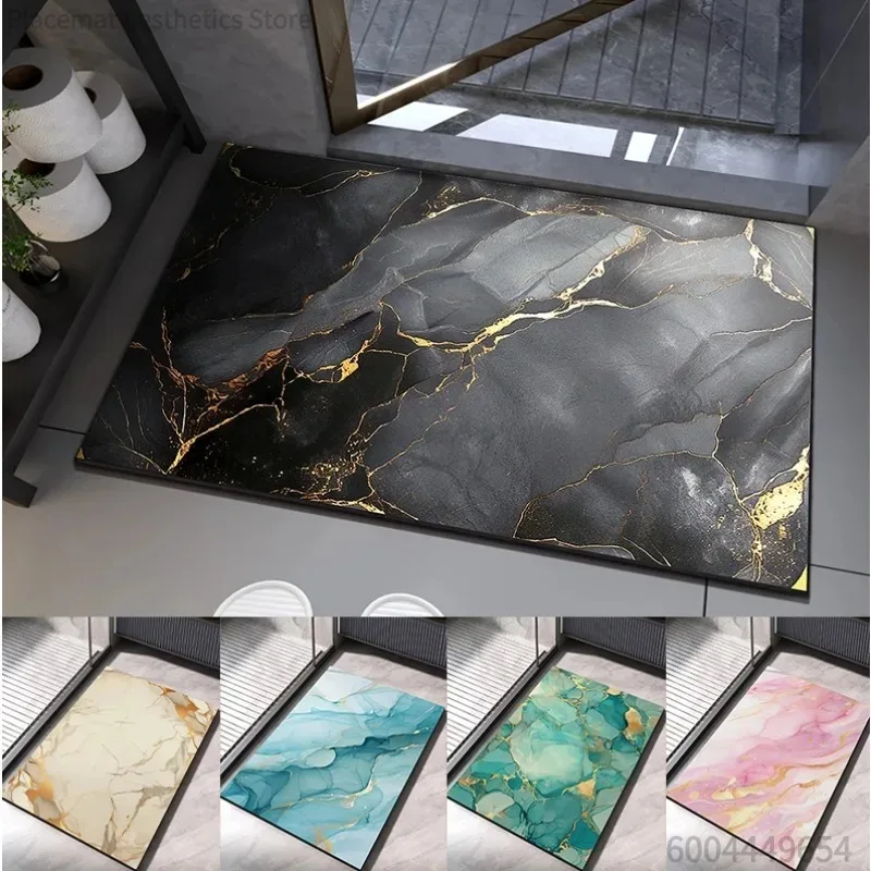 Luxury Bath Bath Marble Drain Pad Super Absorbent Foot Mat Quick Drying Shower Pad Bath Entrance Carpet Home Decoration
