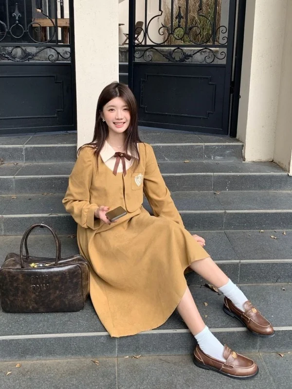 French Sle Long Dr Damen Herbst Winter Samt Underdr Ele Ladylike Dr Date Night Outfit A-Linie Silhouette