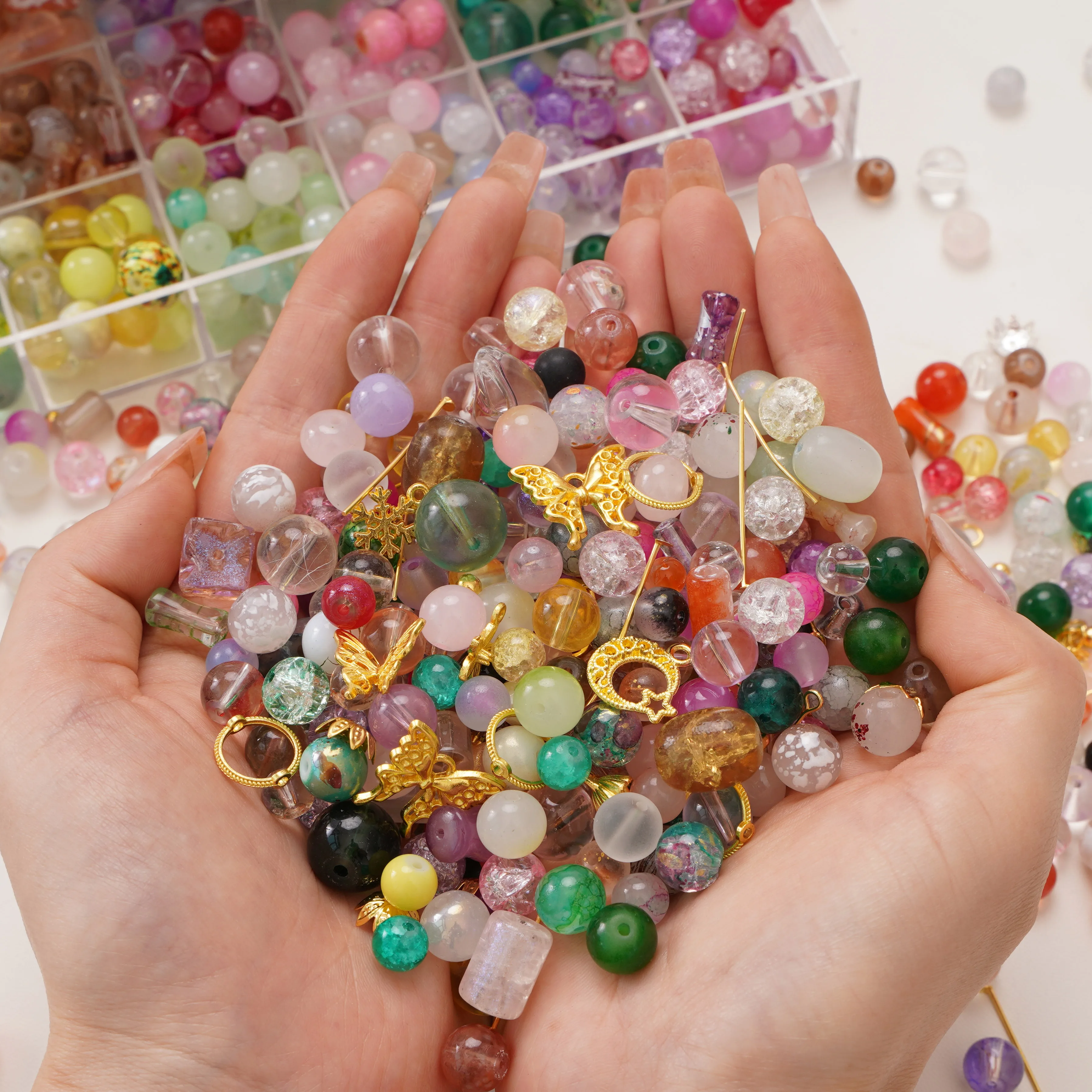 

New Arrival 30/50g Mixed Styles Glass Beads Alloy Accessories Charms For DIY Bracelets Necklace Earrings Jewelry Crafts Making