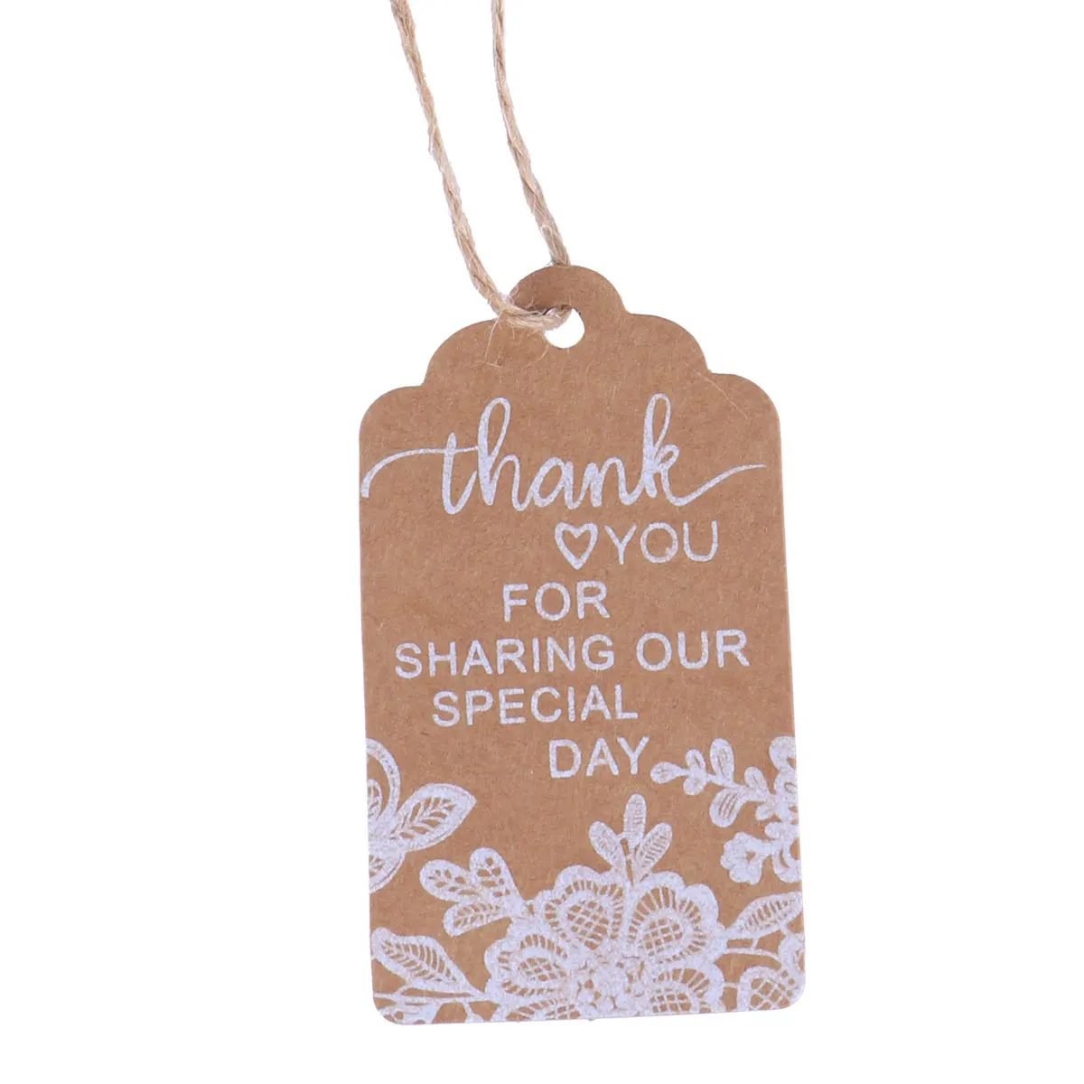 

50pcs White Kraft Paper Tag For Wedding Kraft Paper Tags for Wedding Favor with Rope Printed Tag Cards Decorative Gift