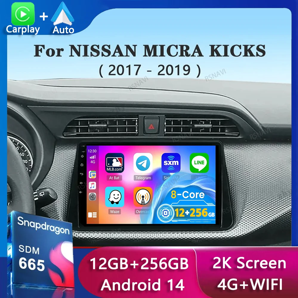 Android 14 Carplay Auto For Nissan MICRA Kicks P15 2017 2018 2019 2020 2021 Car Radio Multimedia Video Player Navigation Stereo