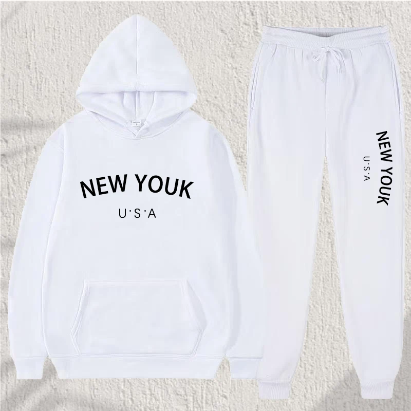 

Men Women New York U.S.A City Hoodies Fashion Letter Printed Graphic Sweatshirts Loose Casual Harajuku Hooded Pullover Sportwear