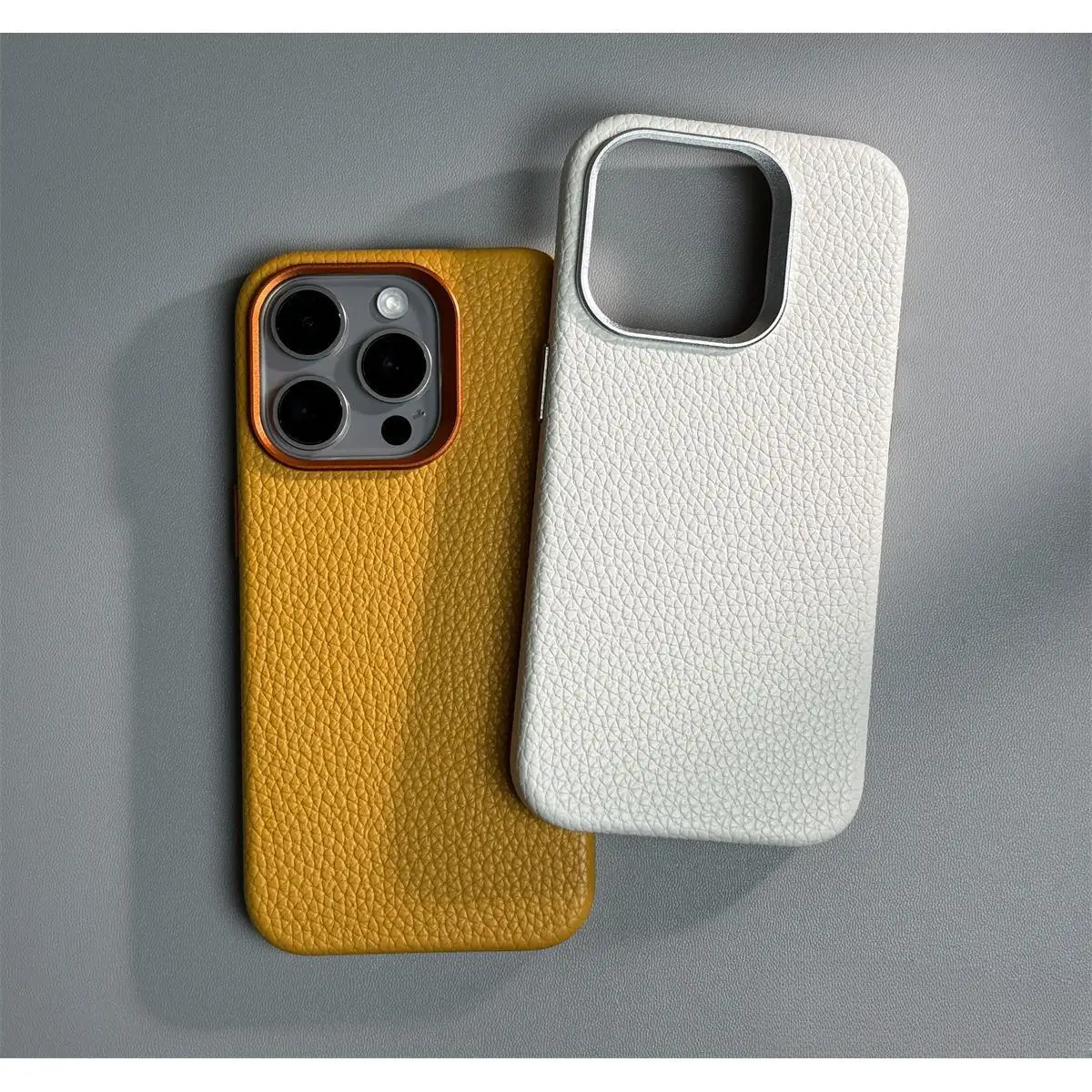 

Premium Leather Magnetic Charging Case For iPhone 12 13 14 15 16 Pro Max Solid Color Business Metal Camera Protection Back Cover