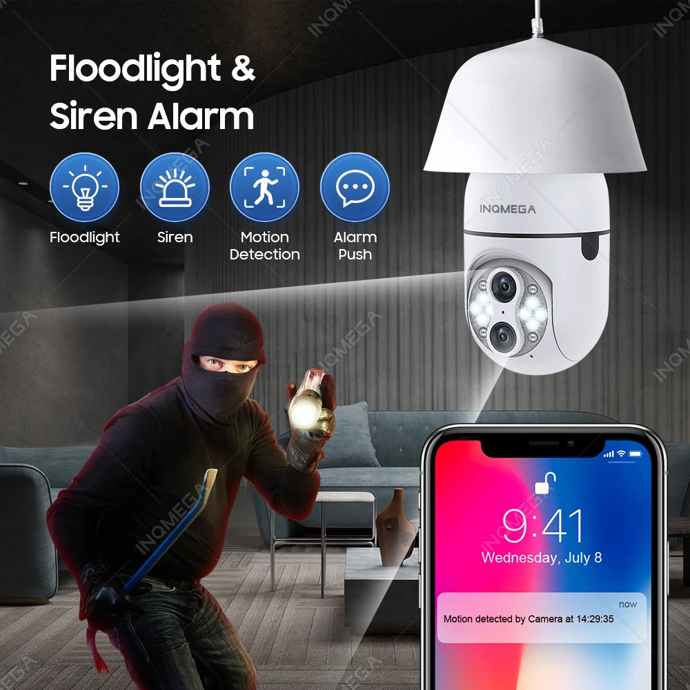 INQMEGA 1080P Bulb Camera E27 WIFI Surveillance IP Camera 10X Zoom Video Indoor Security Monitor Motion Tracking Night Vision image 3