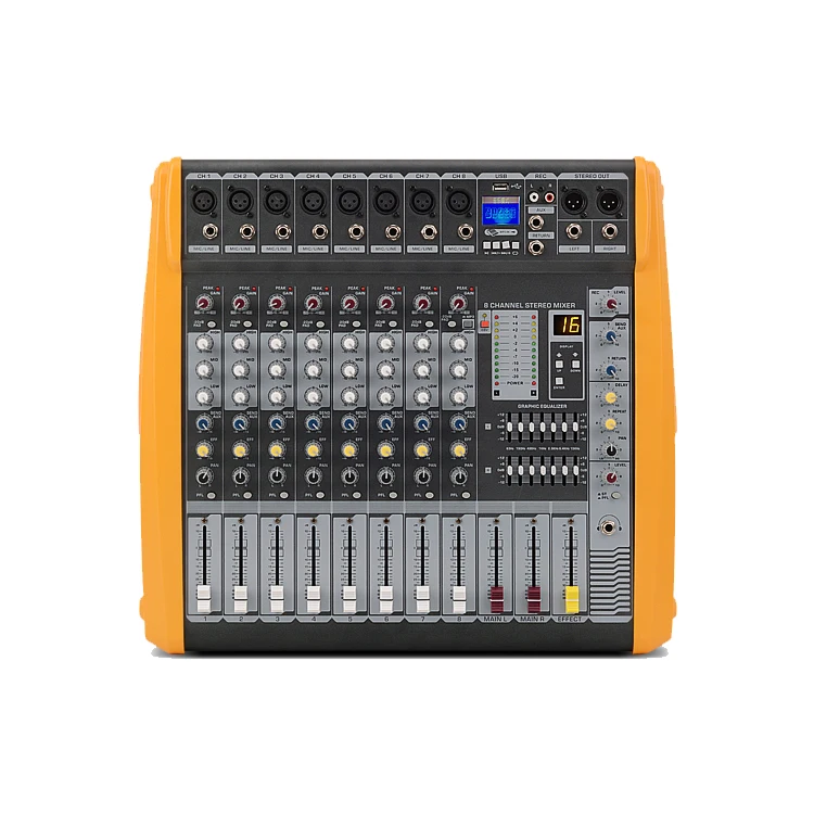 

PM8 Factory Wholesale Professional 8 Channel DJ Stage Performance Amplifier Power Mixer