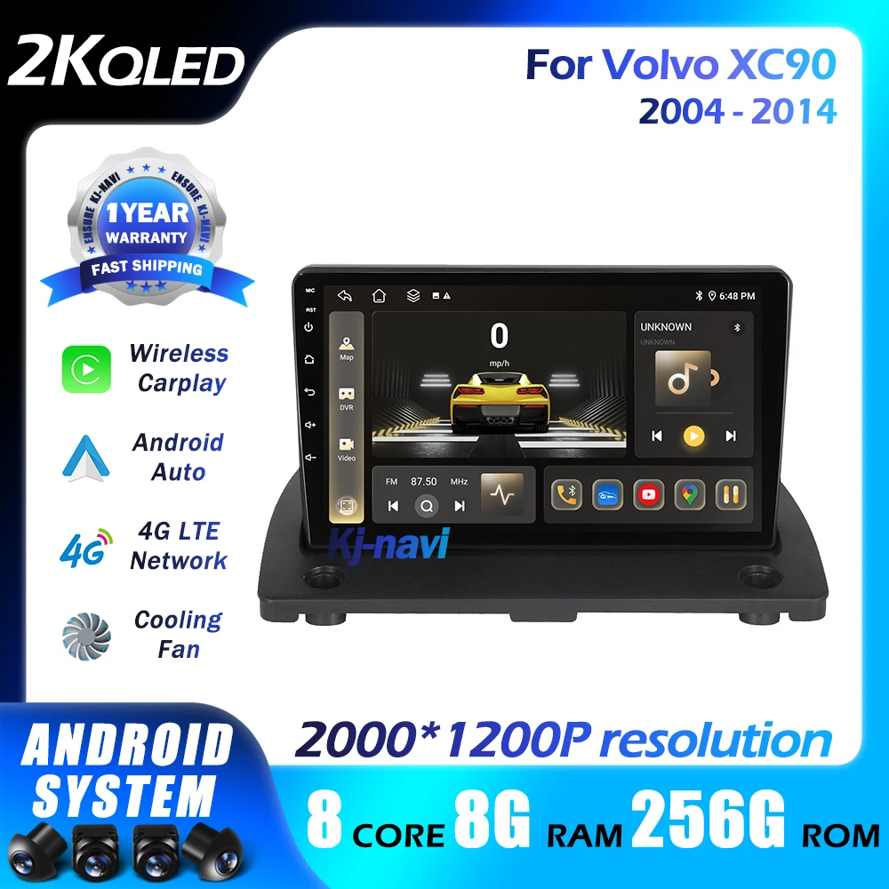 

Автомобильное радио Android 14 для Volvo XC90 2004-2014 Мультимедийная навигация GPS 4G WIFI Carplay Android Автоплеер Carplay