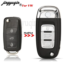 jingyuqin Modified Flip Remote Key Case Shell For VW Volkswagen Polo Jetta Golf MK6 Tiguan Touareg Lamp On Top Fob HU66 Blade