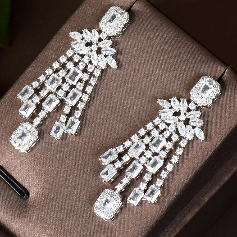 HIBRIDE Trendy Women Drop Earrings AAA Cubic Zircon Square Earring For Women Wedding Party Accessories boucle d'oreille E-10