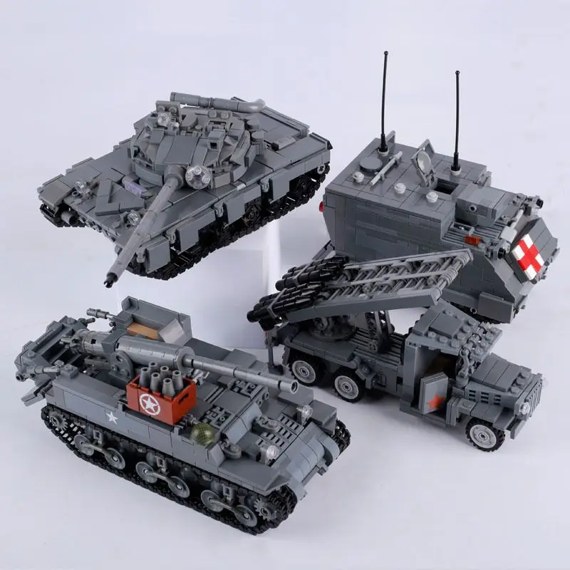 WW2 Military Series Tank Building Block T-64A Main Battle Tank M577 Armored Vehicle MOC Assembly Building Block Toy Gift