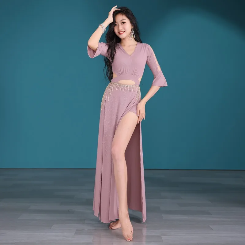 Customized Belly Dance Costumes Women's New Outfit Sexy Hole Digging Dress Performance Clothes Practice Dress