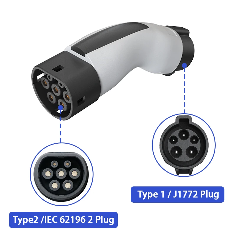 Electric Car Devices J1772 Type 1 to Type 2 Adapter American To European Type 1 Plug to Type 2 Plug Adapter Mg4 Car Accessories