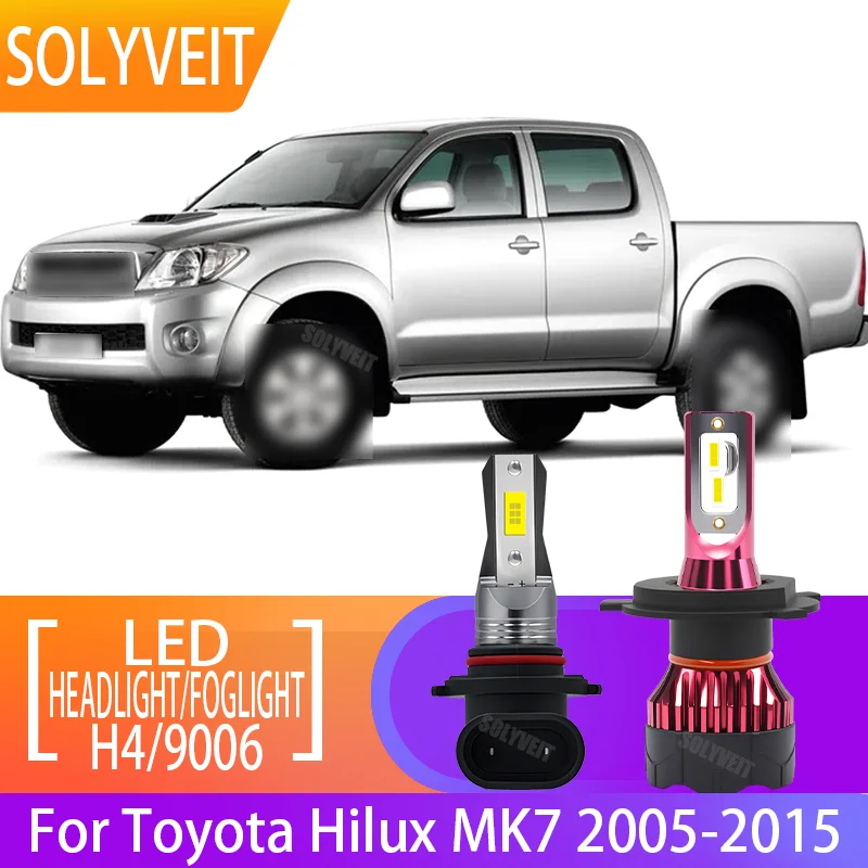 

LED Headlight Fog Light Conversion Kit Car Light Bulb 9003/H4 9006 For Toyota Hilux MK7 2005 2006 2007 2008 2009 2010 2011-2015