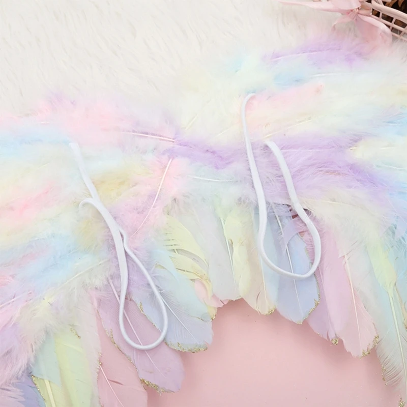 Girls Headband Feather-Wing Cos-play Party Costume Fairy Wand Baby Girls Photography Props Children Angel Wing Dropship