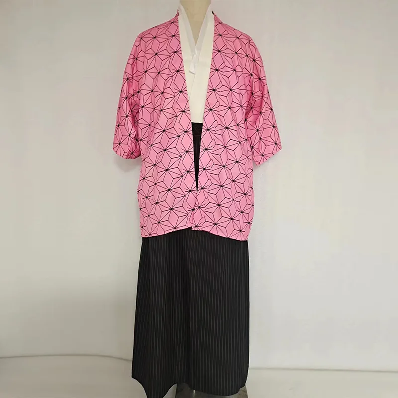 Kimono samurái tradicional japonés para hombre, bata de baño Yukata, estilo suelto, ropa de Sauna, algodón Sakura, Rosa Ninj