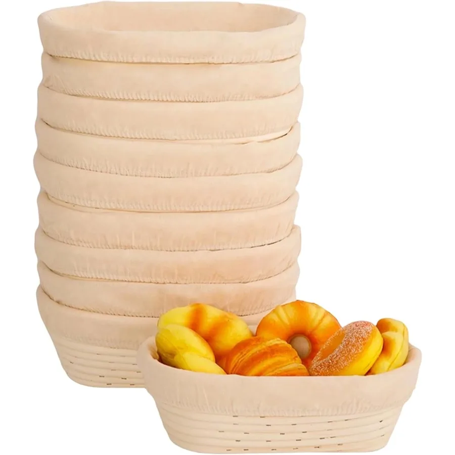 

Набор овальных корзин для расстойки хлеба (10 шт.) с тканевыми вкладышами и лопаткой для теста