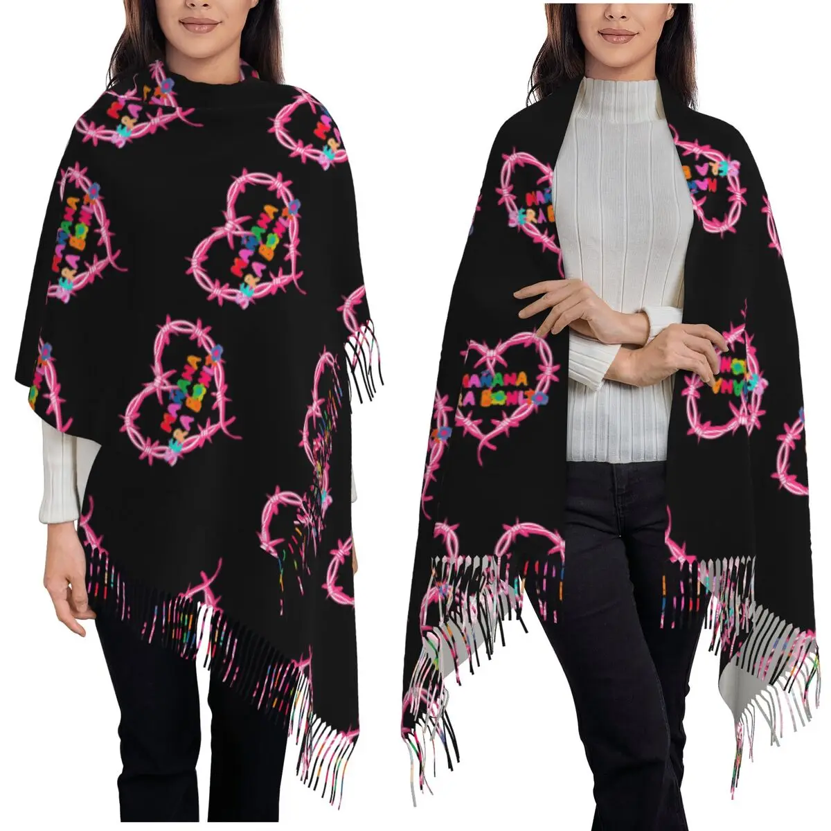 Karol G Manana Sera Bonito Scarf Tassel Scarves for Women Soft Warm Shawls and Wraps Large Fall Winter Shawl Wrap