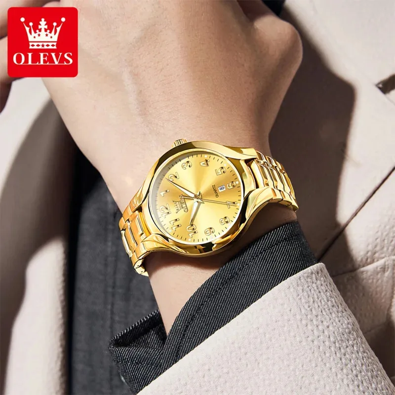 OLEVS 3650 Luxury Couple Quartz Wristwatch Waterproof Steel Luminous Date Men Women Fashion Top Brand Original