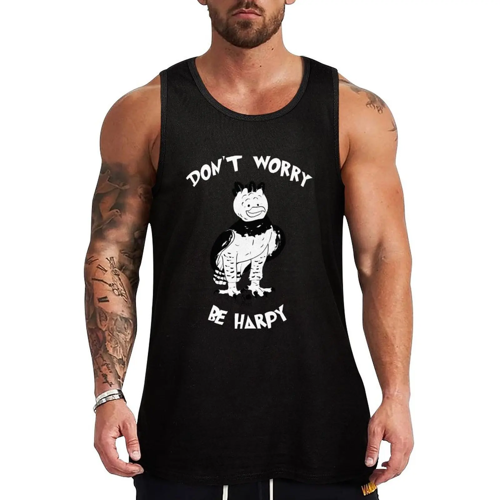 

Don't worry be HARPY Tank Top Creative Graphic Tank Top Art Print Sleeveless Shirt