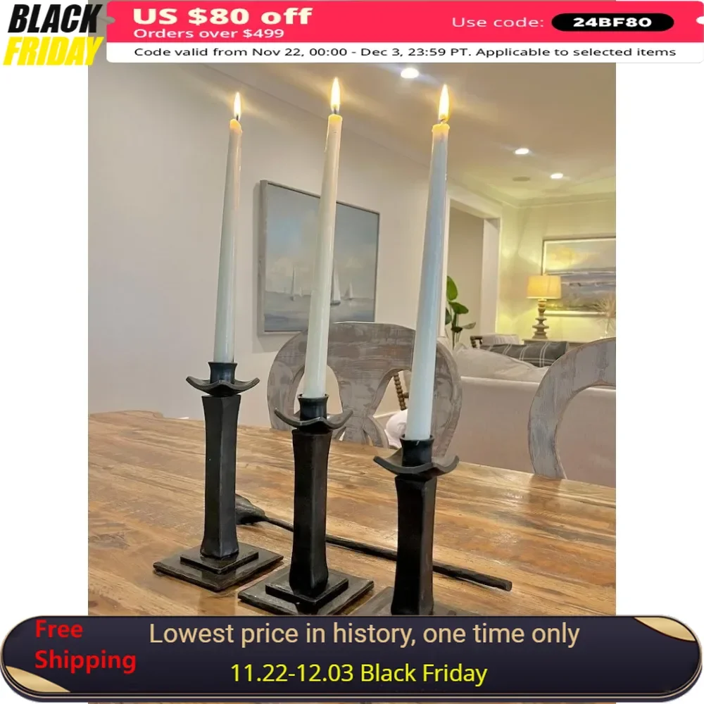 

Handmade Wrought Iron Candlestick, Hand Forged Holder, Heavy Duty Stand, Unique Centerpiece, Three Sizes Available