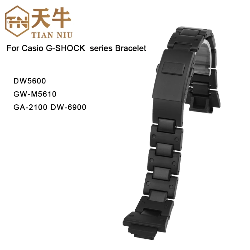 Black plastic steel watchband High quality men\'s watch strap For Casio G-SHOCK DW5600 GW-M5610 GA-2100 DW-6900 series Bracelet