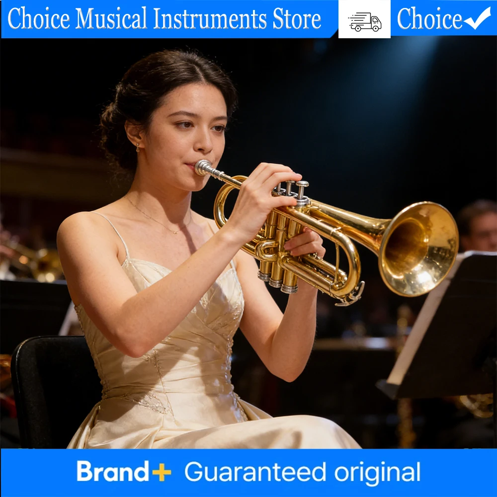 

SLADE Mini Trumpet Bb Flat Brass Wind Instrument with Mouthpiece Gloves Cleaning Cloth Carrying Case Mini Trumpet Instrument